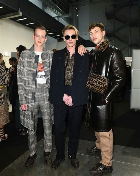 jamie campbell bower getty images 2018 fendi|Jamie Campbell Bower and Sam Bower attend the Fendi show.